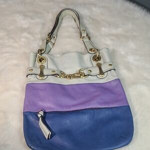 B Makowsky Colorblock Leather Shoulder Bag